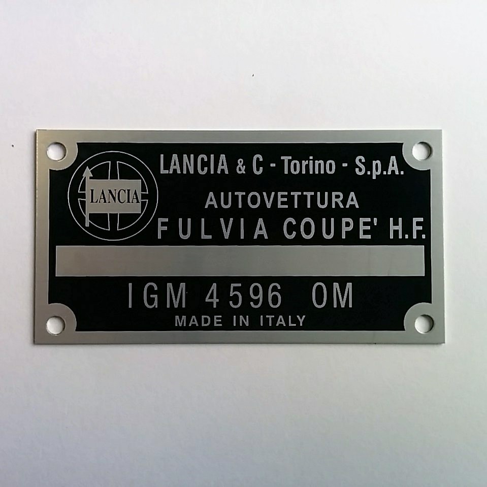 CAV1073 - Etichetta telaio Fulvia Coupè HF