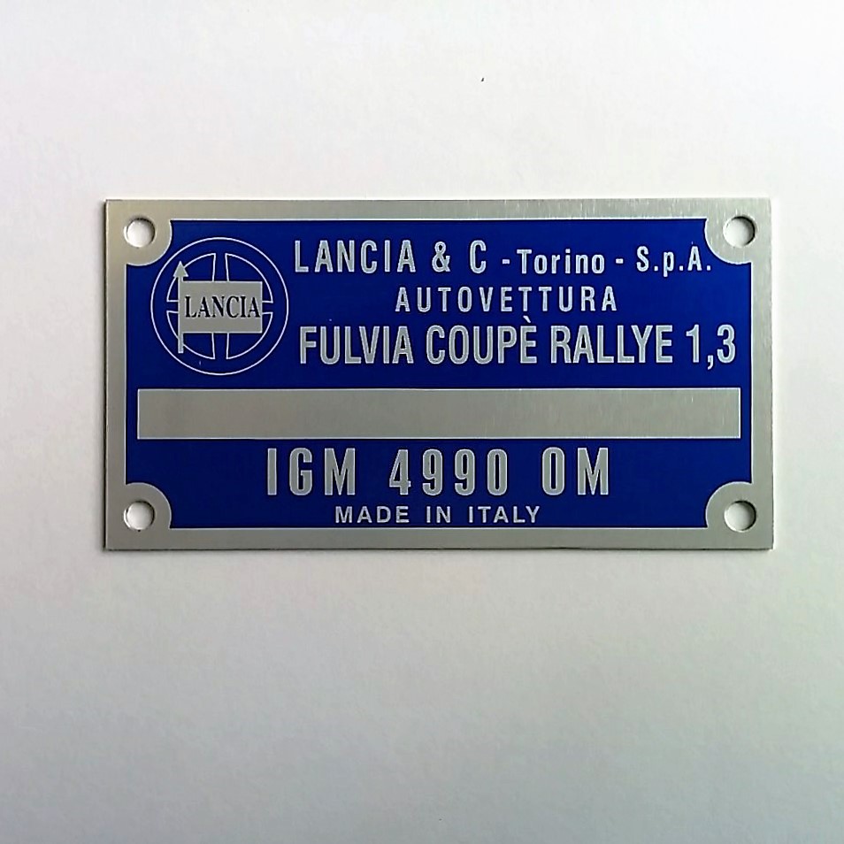 CAV1074 - Etichetta telaio Fulvia Coupè Rallye 1.3