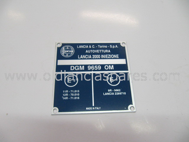 Etichetta telaio Lancia 2000 IE