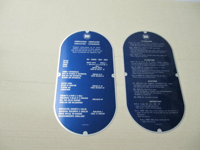 COPPIA TARGHE LUBRIFICAZIONE