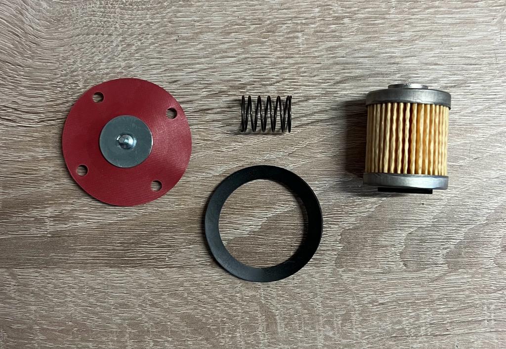 Kit revisione per regolatore di pressione benzina Fispa con membrana. Diametro del filtro 35 mm.