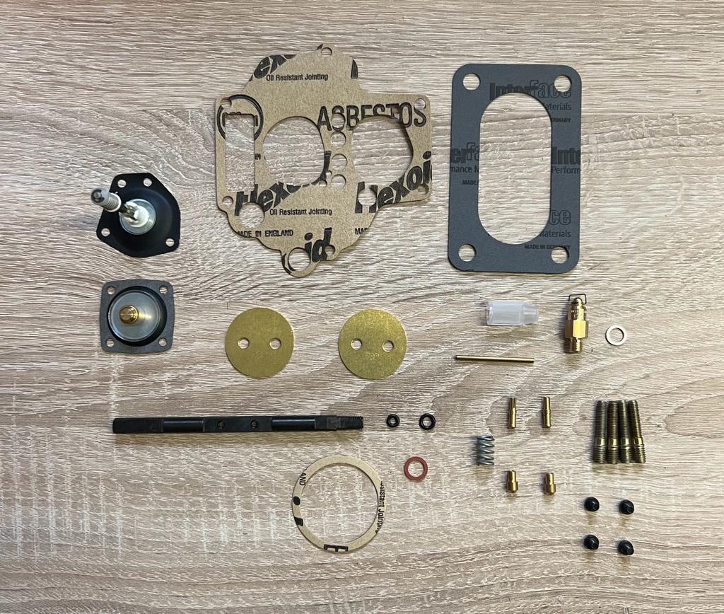 Kit revisione completa carburatore Weber 34 DATR. Spillo 1,75. Applicazioni: Lancia Beta Montecarlo 2.0, Beta 1.6 - 2.0 HPE.